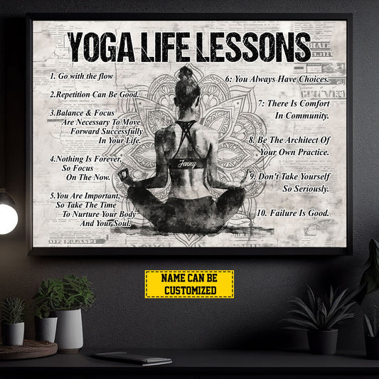 Yoga Life Lessons, Personalized Motivational Yoga Canvas Painting, Inspirational Quotes Wall Art Decor, Poster Gift For Yoga Lovers