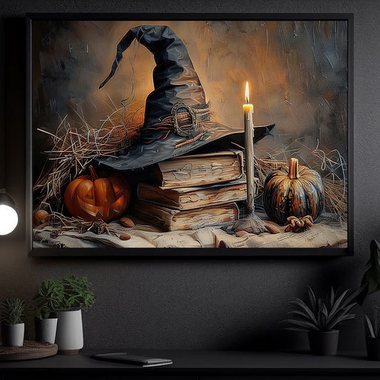 A Witch's Autumn Ritual, Witch Canvas Painting, Spooky Season Wall Art Decor, Halloween Poster Gift For Witch And Book Lovers