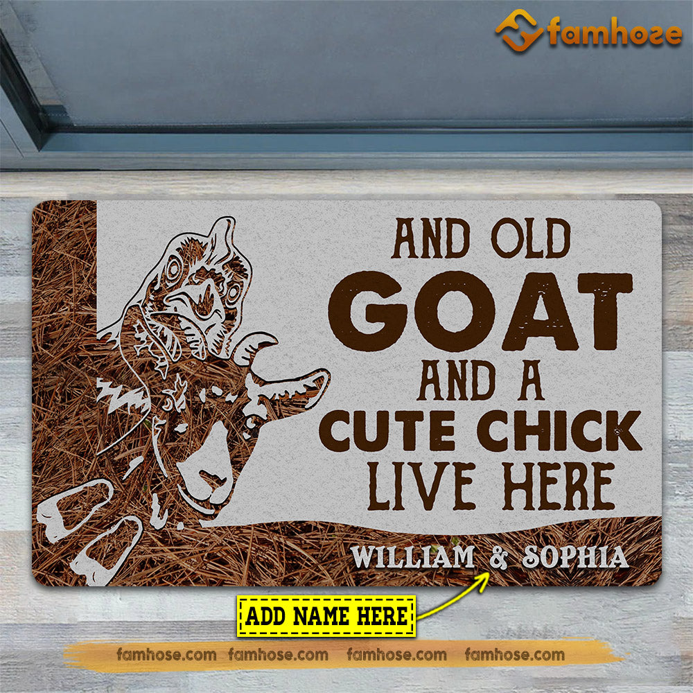 Personalized Goat Doormat, An Old Goat A Cute Chick Live Here Gift For Goat Lovers, New Home Gift, Housewarming Gift, Goat Decor
