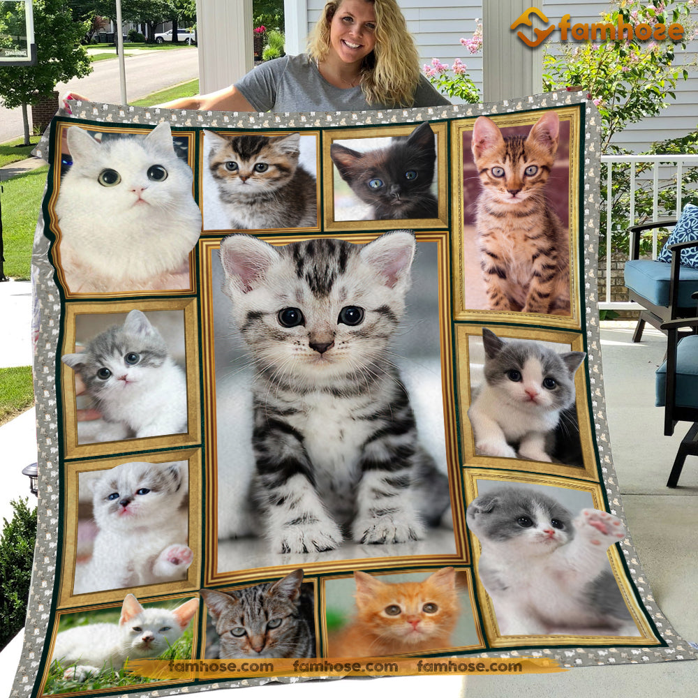 Cat Blanket, Cute Baby Cat With The Beautiful Eyes Fleece Blanket - Sherpa Blanket Gift For Cat Lover, Cat Owners