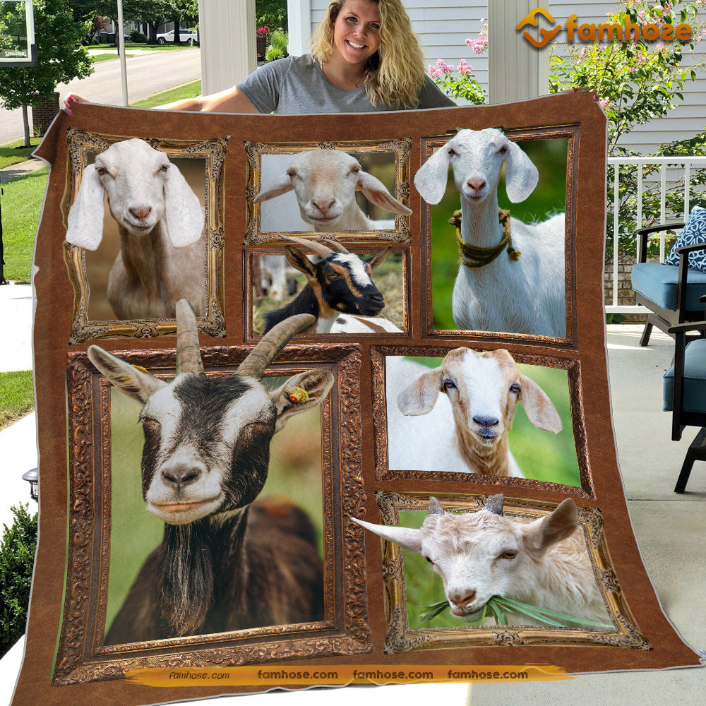 Goat Blanket, Eating Grass Goat Fleece Blanket - Sherpa Blanket Gift For Goat Lover