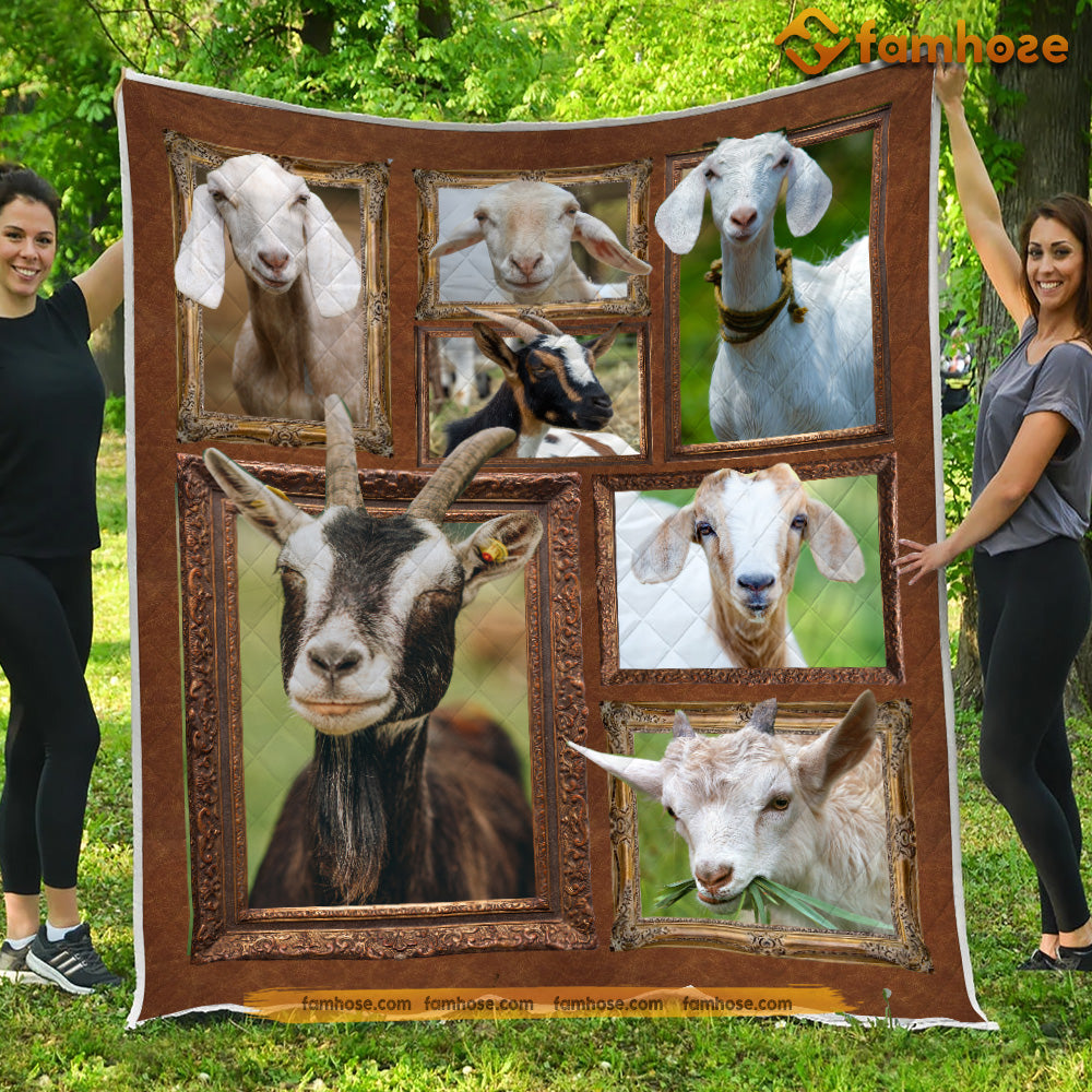 Goat Blanket, Eating Grass Goat Fleece Blanket - Sherpa Blanket Gift For Goat Lover