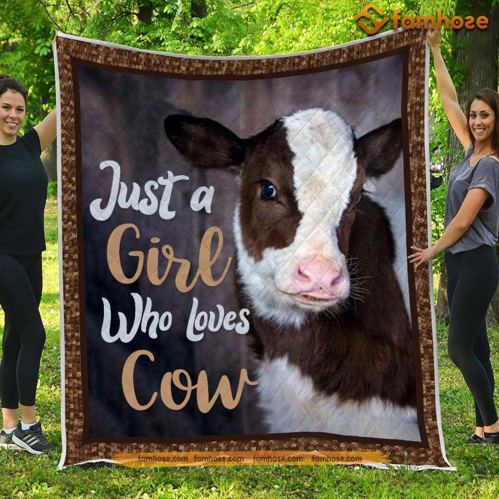 Cow Blanket, Just A Girl Who Loves Cow Fleece Blanket - Sherpa Blanket Gift For Cow Lover