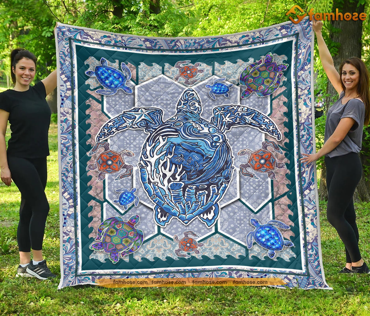 Turtle Shell Pattern Blankets Turtle Blanket, Strong Turtle Pattern In The Ocean Fleece Blanket - Sh ...