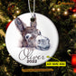 Christmas Donkey Ornament, Cute Donkey Alone Gift For Donkey Lovers, Personalized Custom Circle Ceramic Ornament