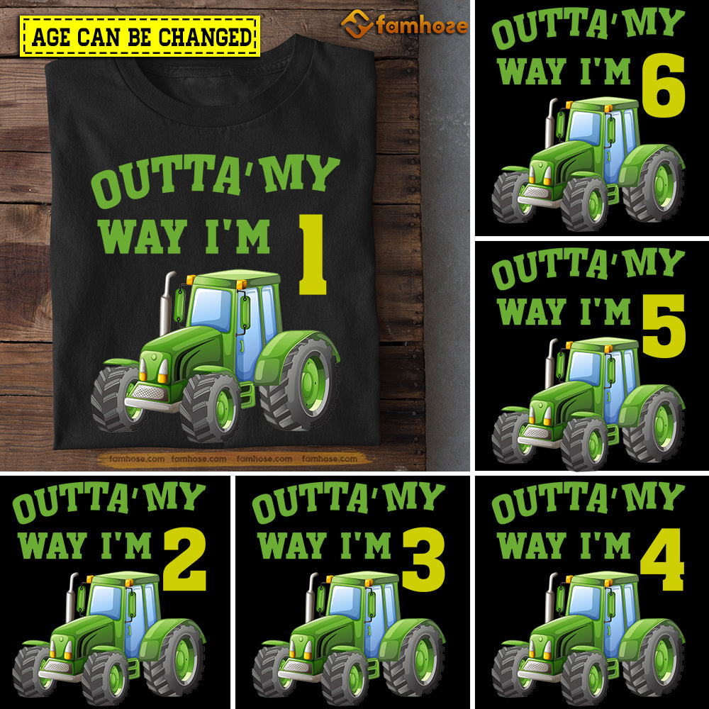 Tractor Birthday T-shirt, Outta My Way Birthday Tees Gift For Kids Boys Girls Tractor Lovers, Age Can Be Changed