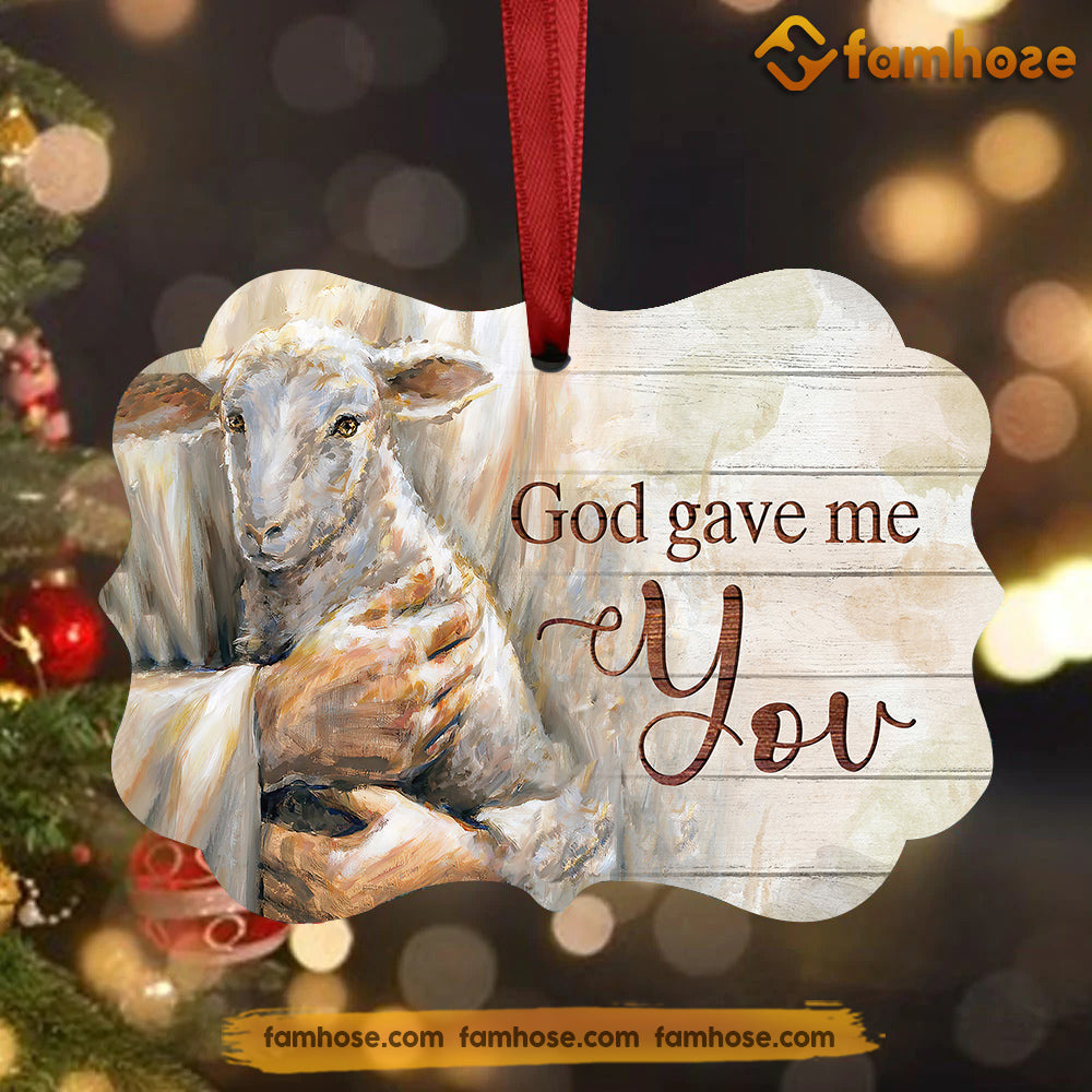 Christmas Goat Ornament, God Gave Me You Gift For Goat Lovers, Medallion Aluminum Ornament