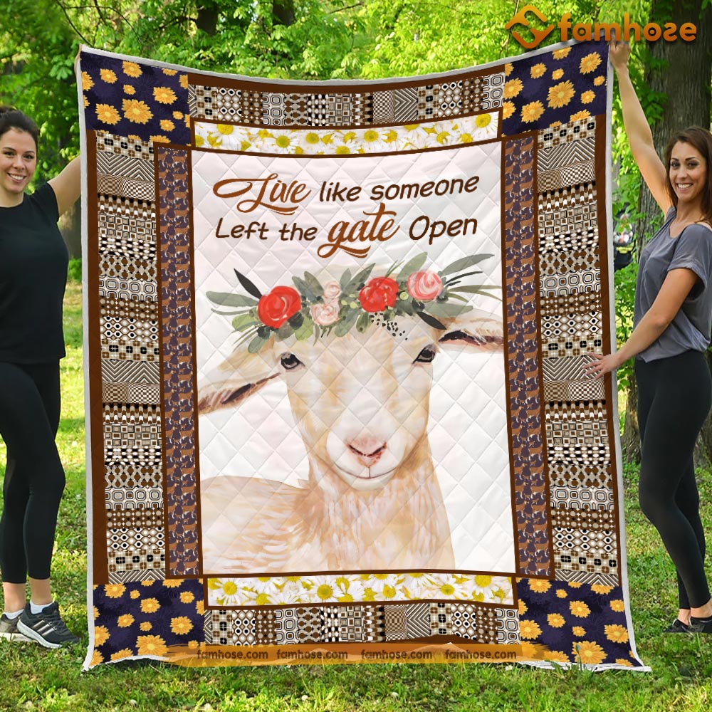 Goat Blanket, Live Like Someone Left The Gate Open Goat Fleece Blanket - Sherpa Blanket Gift For Goat Lover
