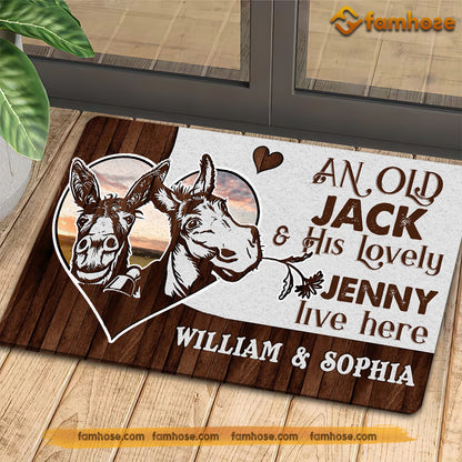 Personalized Donkey Doormat, An Old Jack His Lovely Jenny Live Here Gift For Donkey Lovers, New Home Gift, Housewarming Gift, Donkey Decor