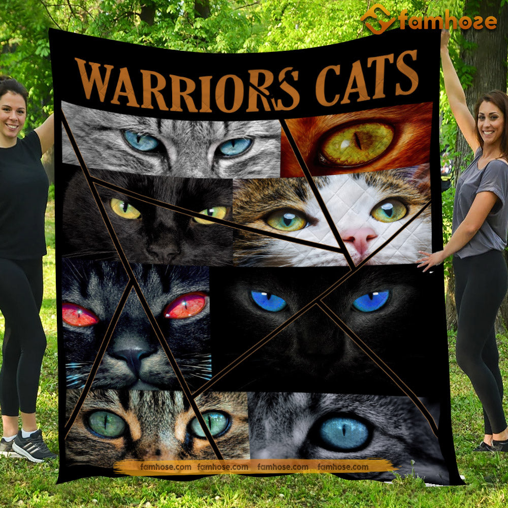 Cat Blanket, Warriors Cat With Many Kind Of Eyes Fleece Blanket - Sherpa Blanket Gift For Cat Lover, Cat Owners