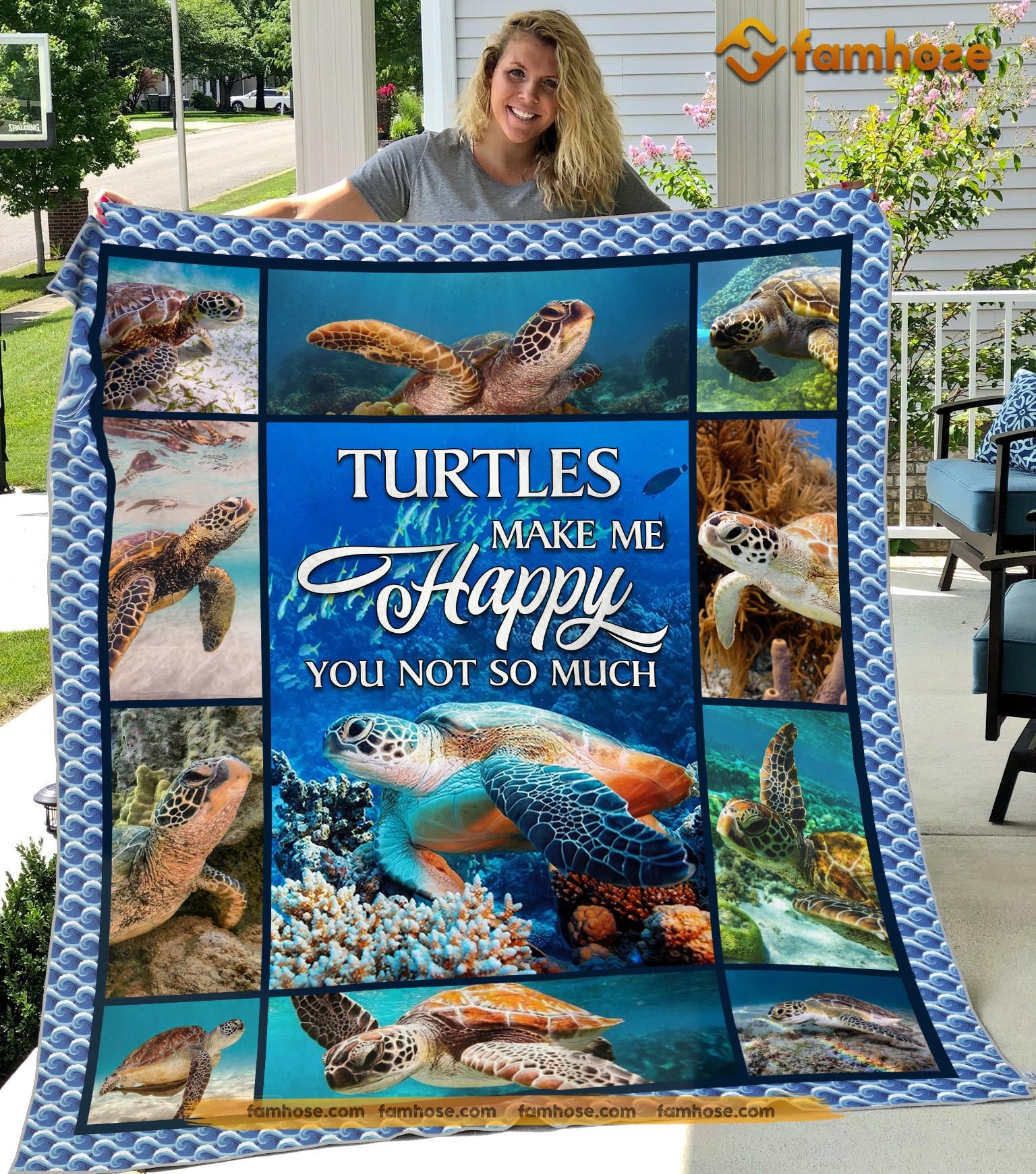 Turtle Blanket, Turtles Make Me Happy You Not So Much Fleece Blanket