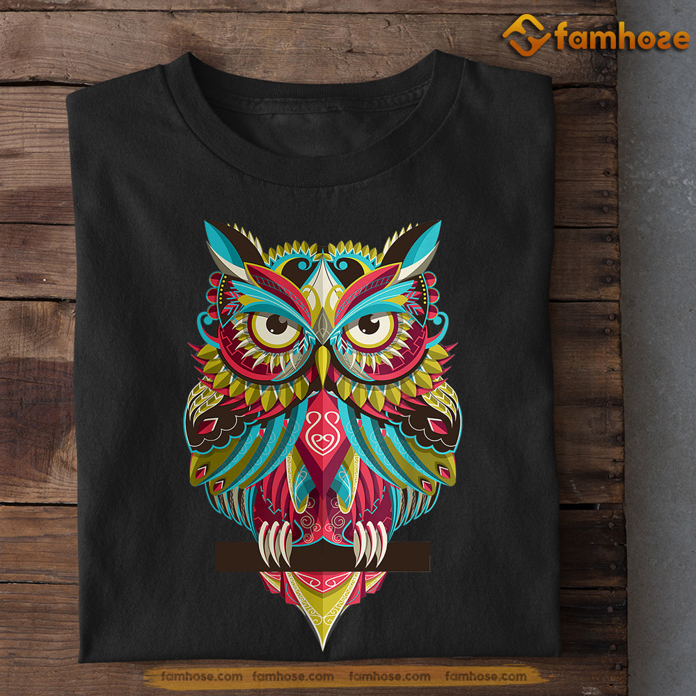 Owl T-shirt, Mysterious Pattern Owl Gift For Owl Lovers, Owl Owners, Owl Tees
