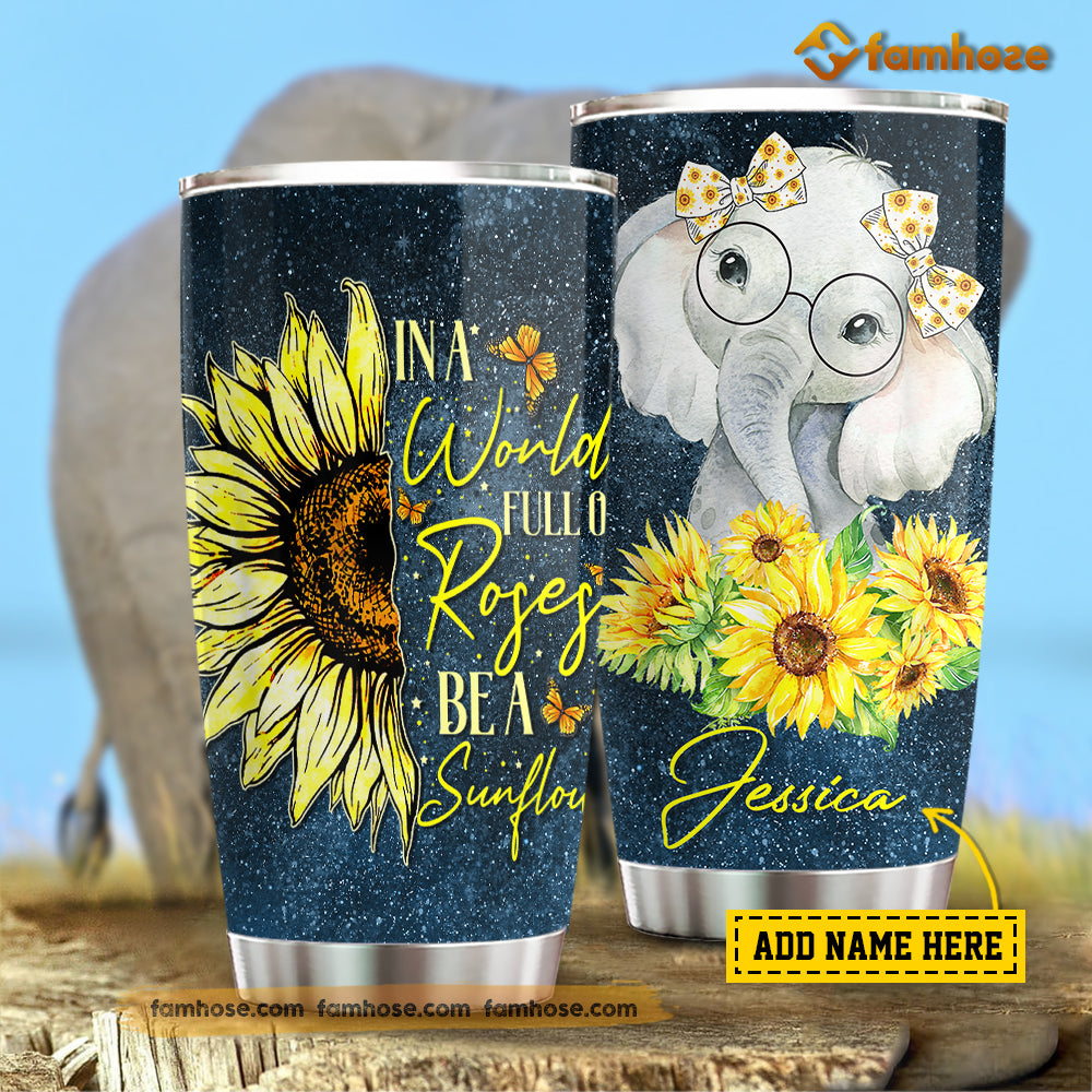 Sunflower Elephant Tumbler Mugs 20 oz Stainless Steel Travel Coffee Mug