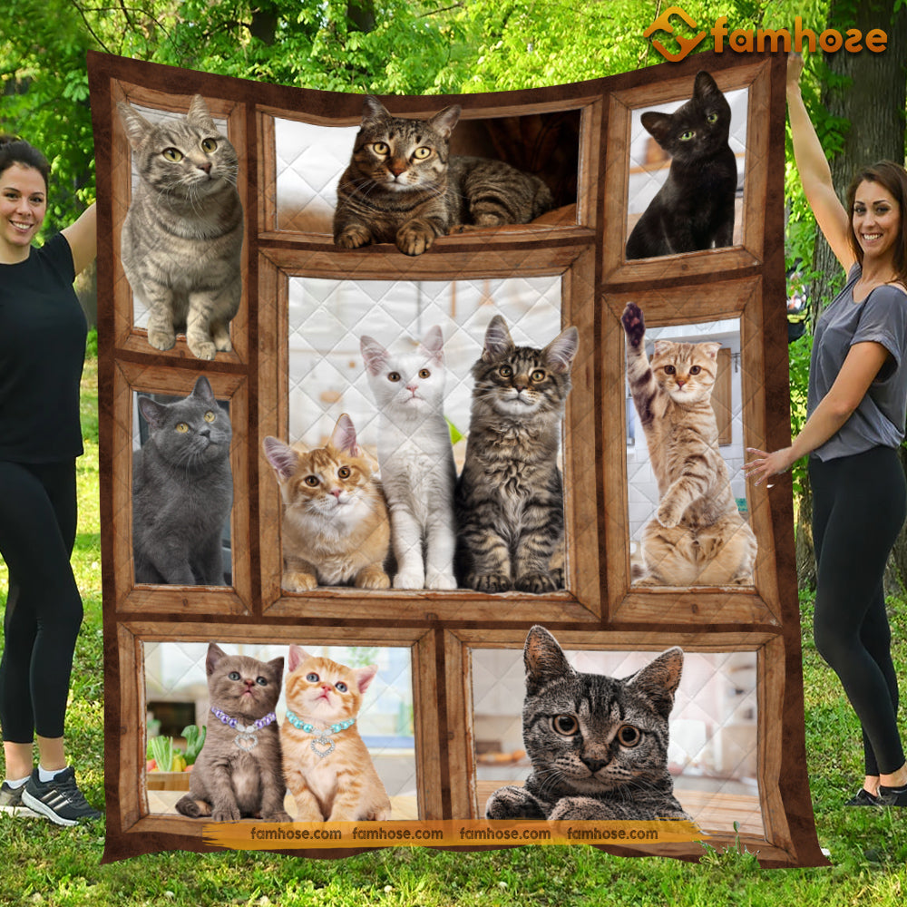 Cat Blanket, Welcome To My House Cats Standing Here Fleece Blanket - Sherpa Blanket Gift For Cat Lover, Cat Owners