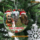 Funny Christmas Horse Ornament, Marey Christmas Santa Hats Gift For Horse Lovers, Circle Ceramic Ornament
