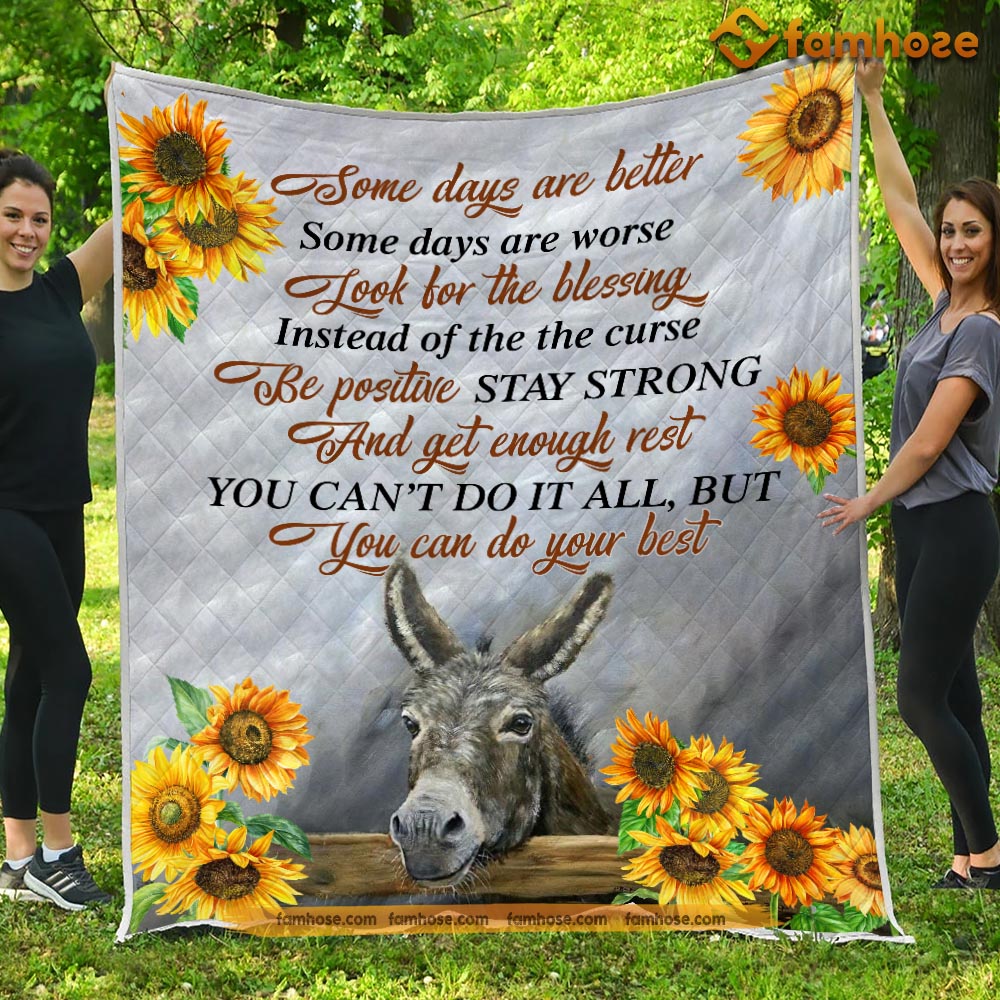 Donkey Blanket, Some Day Are Better Be Positive Stay Strong Donkey Fleece Blanket - Sherpa Blanket Gift For Donkey Lover