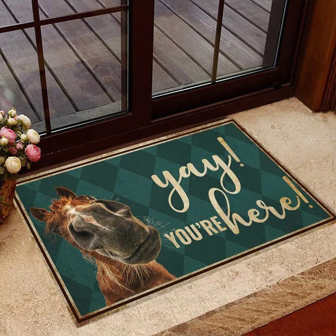 Funny Horse Doormat, Yay! You Are Here Doormat