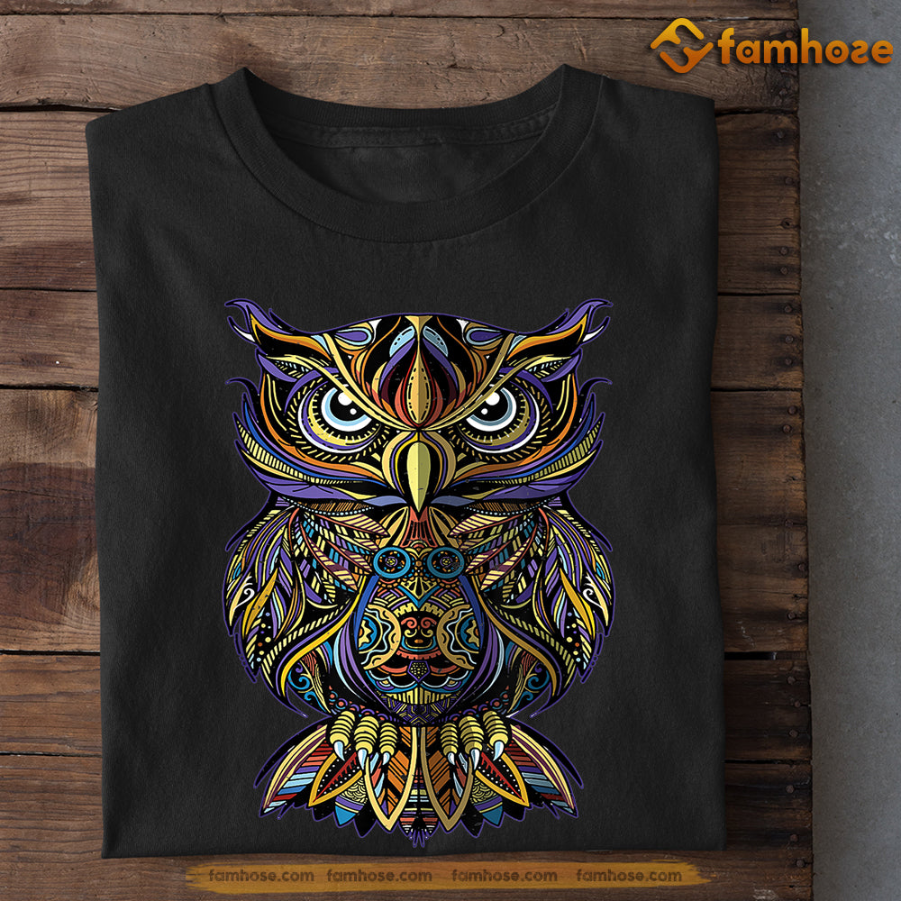 Cool Owl T-shirt, Mysterious Pattern Owl Gift For Owl Lovers, Owl Owners, Owl Tees
