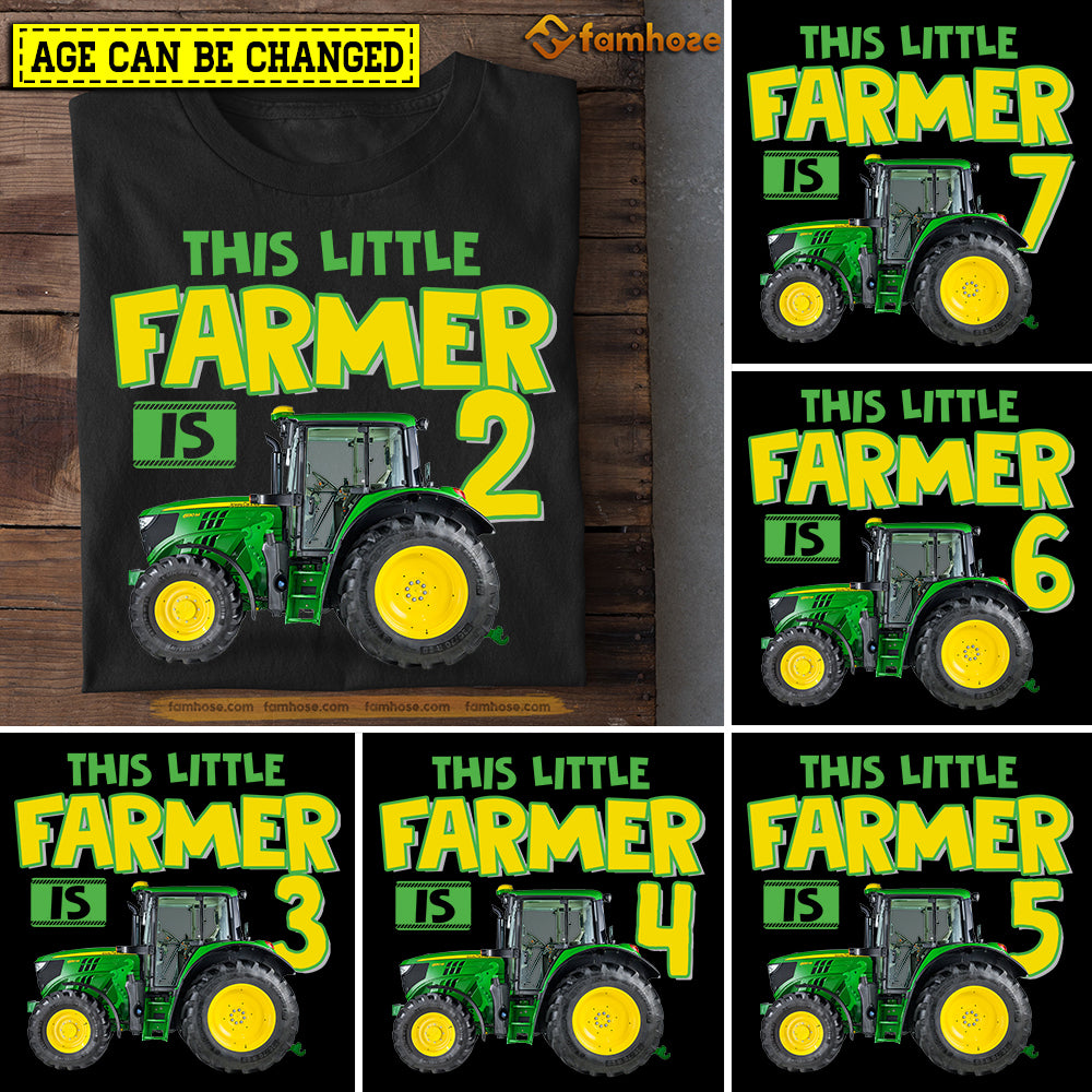 Funny Tractor Birthday T-shirt, This Little Farmer Is Birthday Tees Gift For Kids Boys Girls Tractor Lovers, Age Can Be Changed