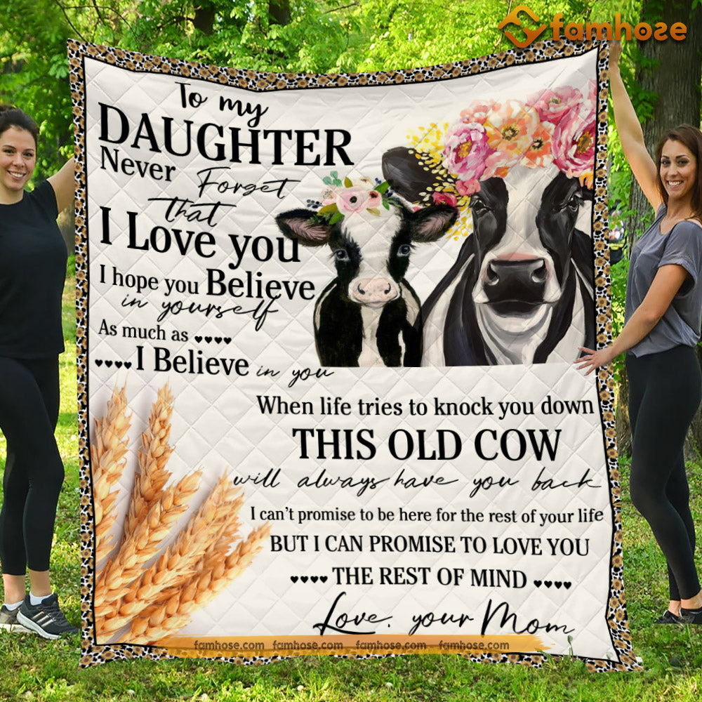 Cow Blanket, Never Forget That I Love You Believe In Yourself Fleece Blanket - Sherpa Blanket Gift For Cow Lover