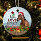 Christmas Horse Ornament, Joy Hope Love Peace Christmas Gift For Horse Lovers, Circle Ceramic Ornament