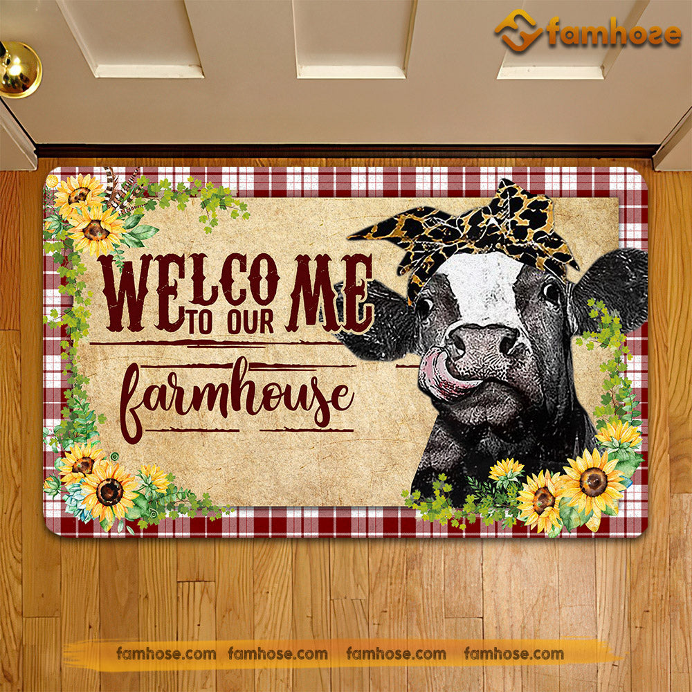 Cow Doormat, Welcome To Our Farmhouse Gift For Cow Lovers, New Home Gift, Housewarming Gift, Cow Decor