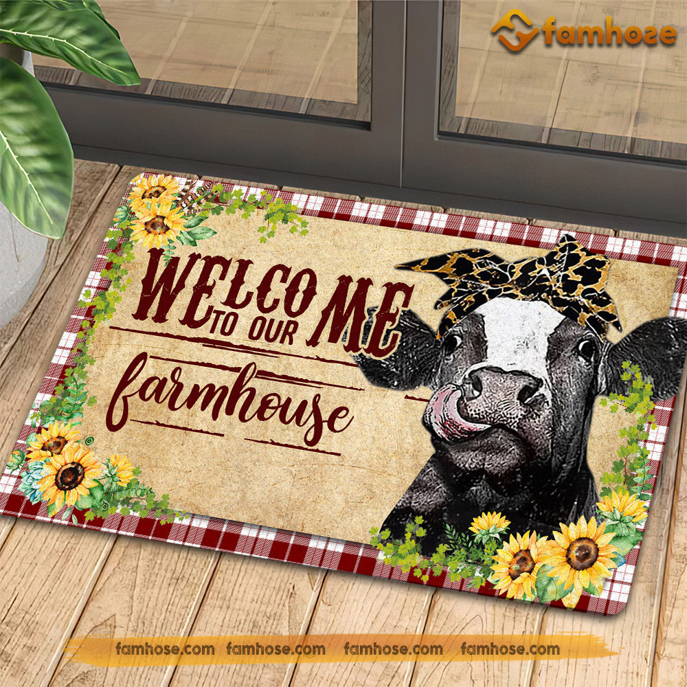 Cow Doormat, Welcome To Our Farmhouse Gift For Cow Lovers, New Home Gift, Housewarming Gift, Cow Decor