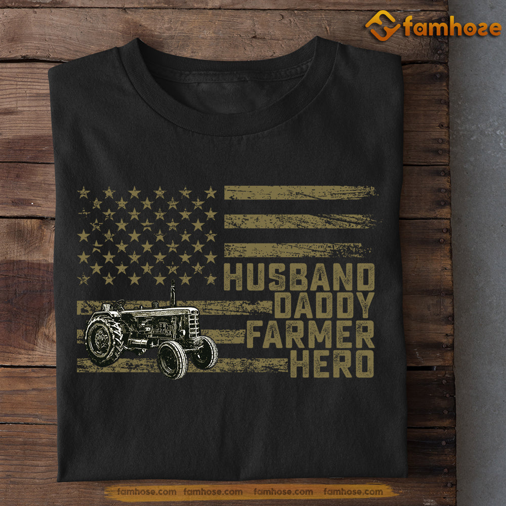 Farm T-shirt, Husband Daddy Farmer Hero, Tractor Farm Shirt, Farm Lover Shirt, Farming Lover Gift, Farmer Tees