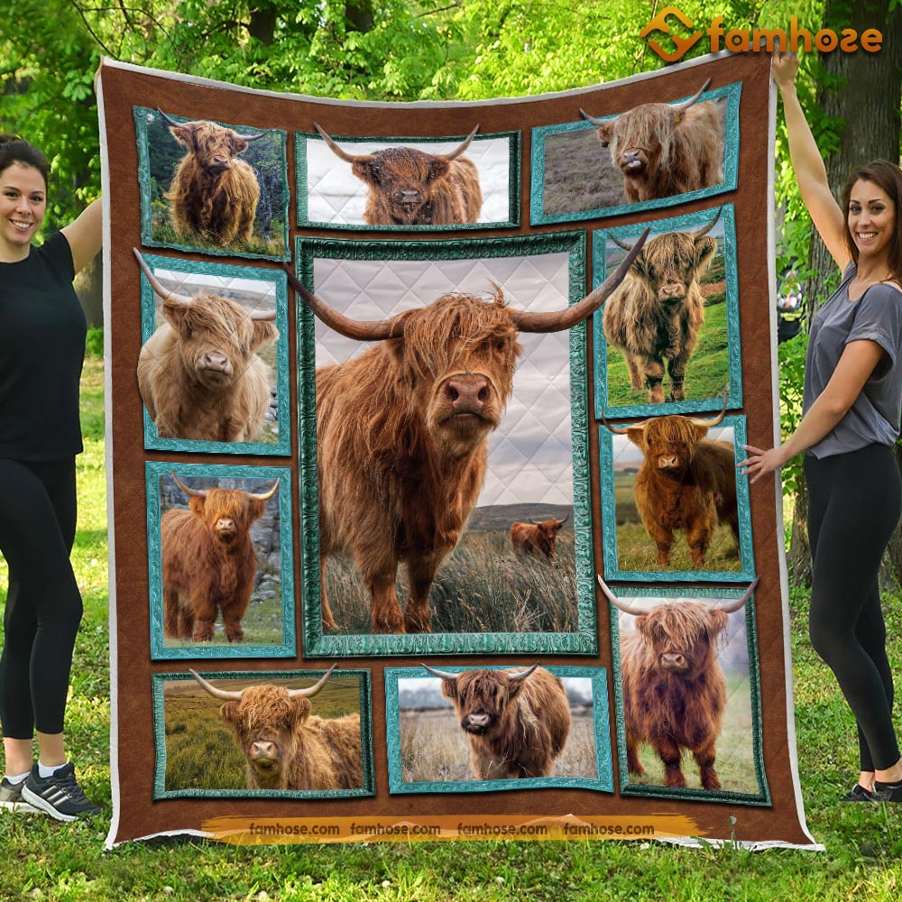 Highland Cow Blanket, Mom And Daughter Together Highland Cow, Cow