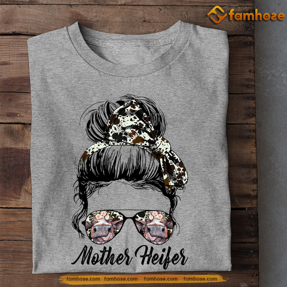 Cute Mother's Day Cow T-shirt, Mother Heifer, Gift For Cow Lovers, Gift For Cow Moms, Cow Tees
