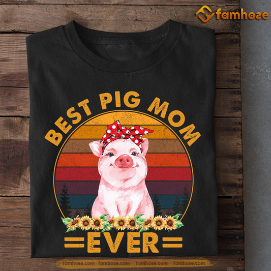 Vintage Mother's Day Pig T-shirt, Best Pig Mom Ever, Gift For Pig Lovers, Pig Moms, Pig Tees
