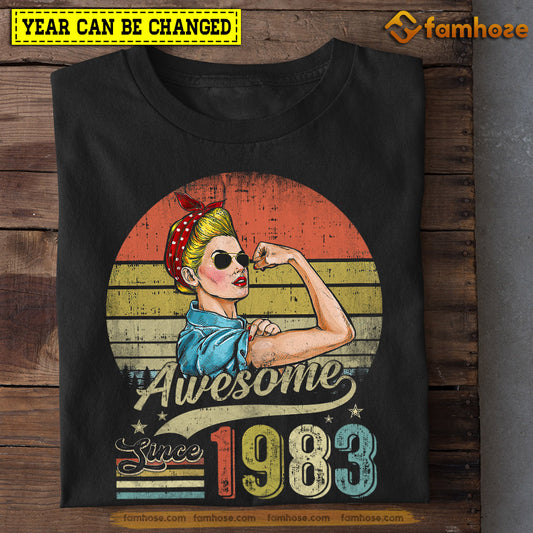 Vintage Farmer Birthday T-shirt, Awesome Since Month And Year Of Birthday Tees Gift For Farmers, Year Can Be Changed