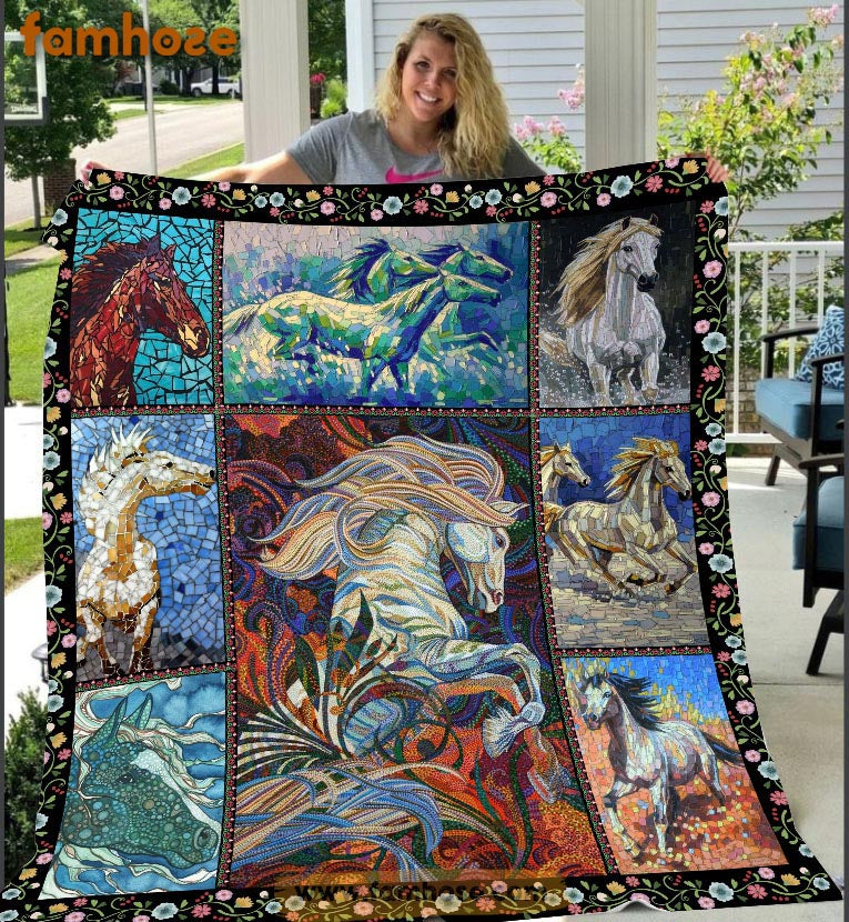 Beautiful Horse Blanket, Horse Fleece Blanket - Sherpa Blanket Gift For Horse Lover