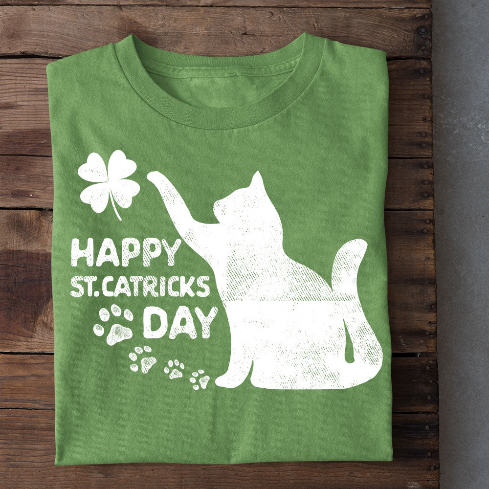 Cute Patrick's Day Cat T-shirt, Happy St Cattricks Day Gift For Cat Lovers, Cat Owners, Cat Tees