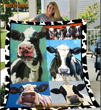 Funny Cow Blanket, Cow Fleece Blanket - Sherpa Blanket Gift For Cow Lover