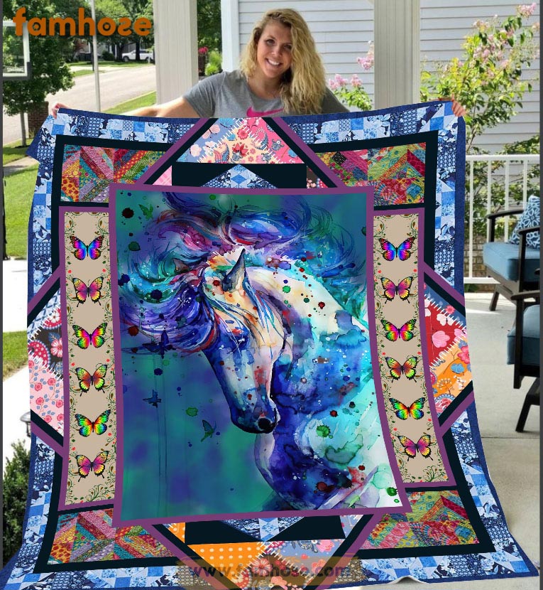 Horse Blanket, Colorful Horse Fleece Blanket - Sherpa Blanket Gift For Horse Lover
