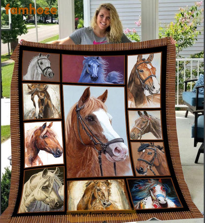 Horse Blanket, Horse Riding Fleece Blanket - Sherpa Blanket Gift For Horse Lover
