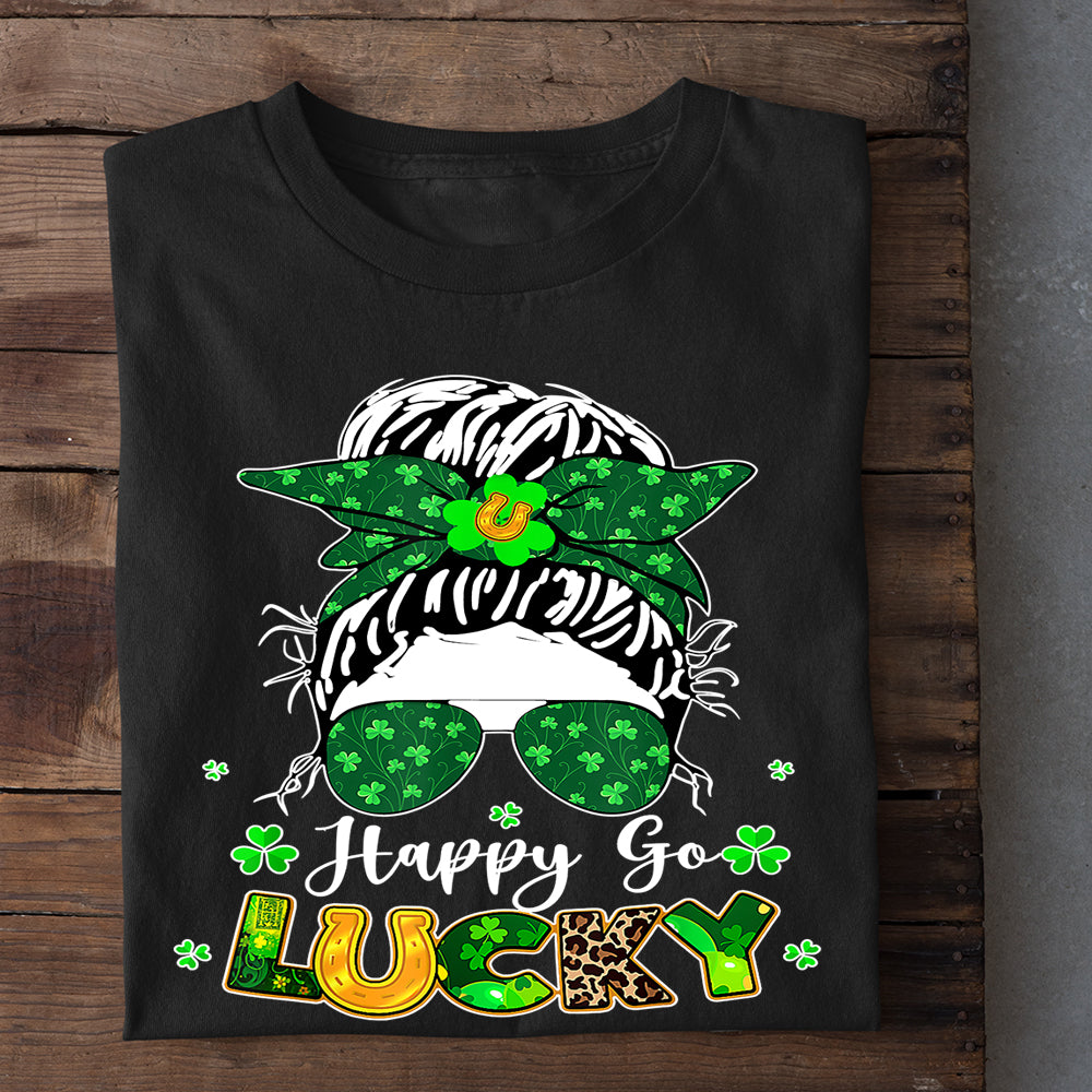 Patrick's Day Horse T-shirt, Happy Go Lucky Horseshoe Gift For Horse Lovers, Horse Riders, Equestrians