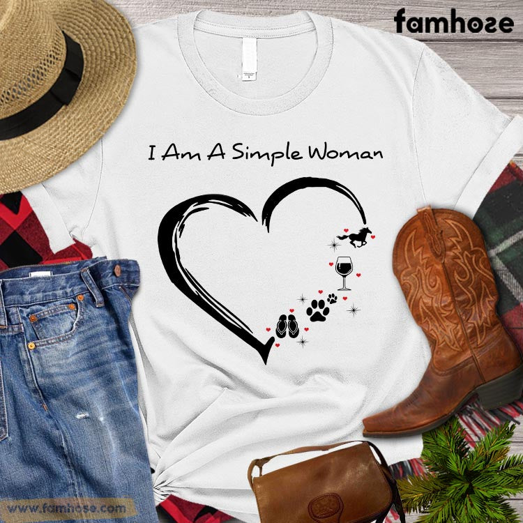 Cute Horse Riding T-shirt, I Am A Simple Women Shirt, Horse Lovers Gift, Horse Riding T-shirt, Horse Girl Premium T-shirt