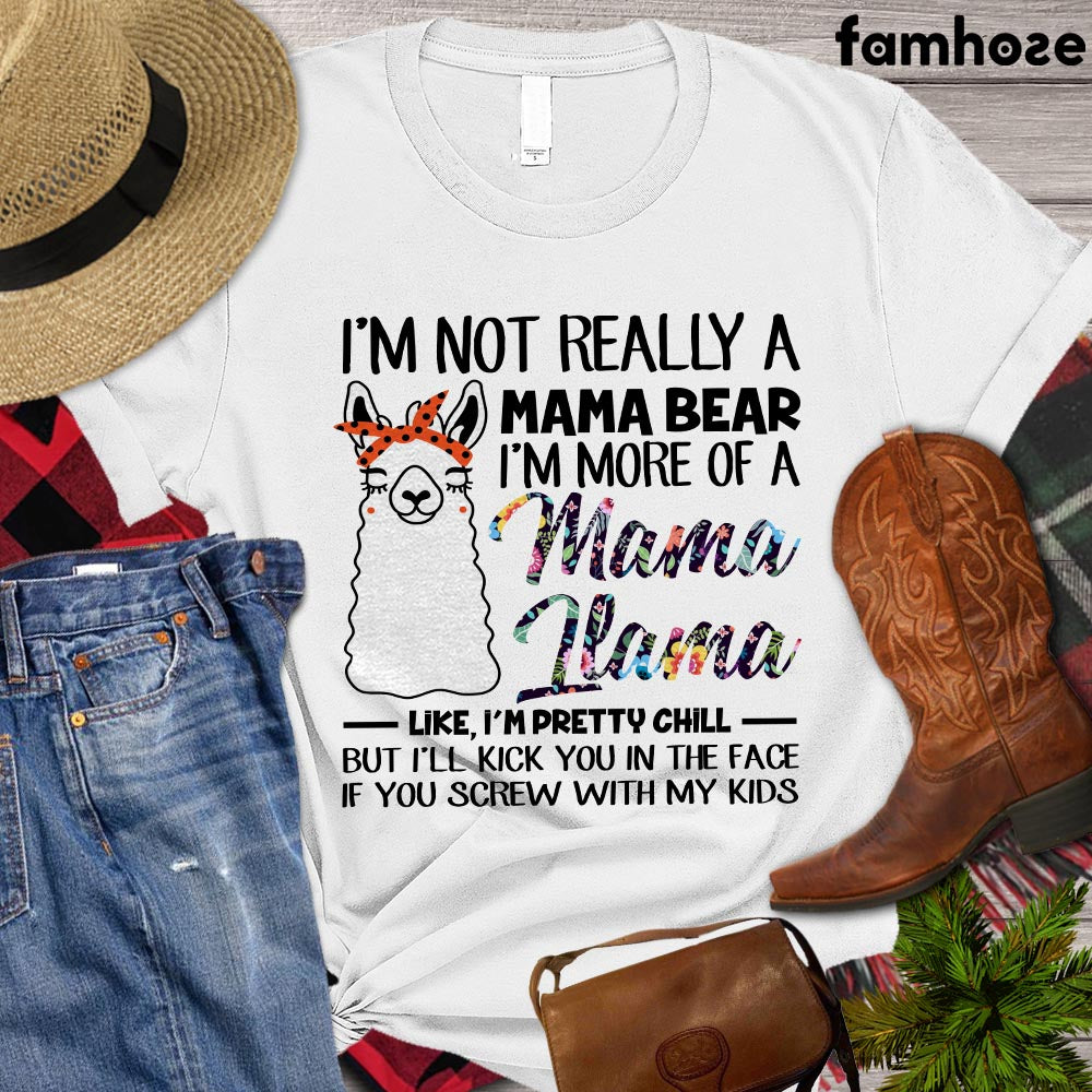 Farm Llama T-shirt, I'm Not Really A Mama Bear I'm More Of A Mama Llama Shirt, Farming Lover Gift, Vintage Farm Women T-shirt, Farm Animals Lovers Premium T-shirt