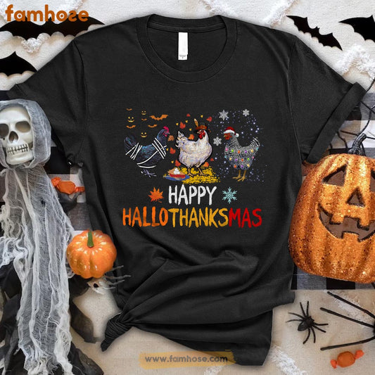 Chicken Halloween T-shirt, Happy Halo Thanks Mas Halloween Gift For Chicken Lovers, Chicken Farmer