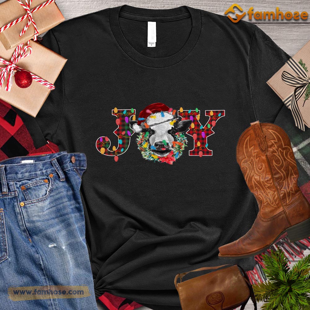 Christmas Cow T-shirt, Joy Cow Christmas Gift For Cow Lovers, Cow Farm, Cow Tees