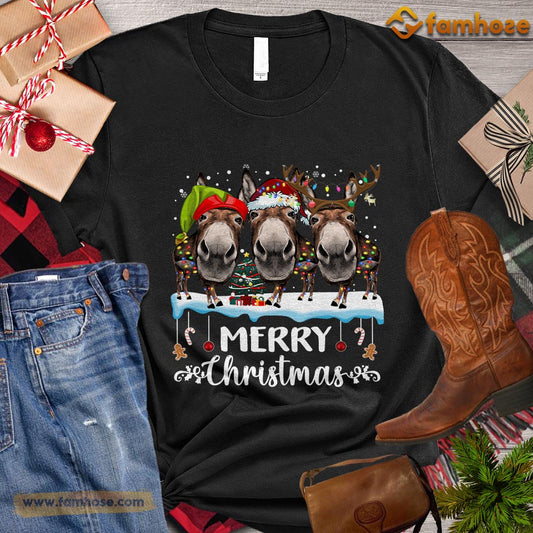 Christmas Donkey T-shirt, Merry Christmas Gift For Donkey Lovers, Donkey Farm, Donkey Tees
