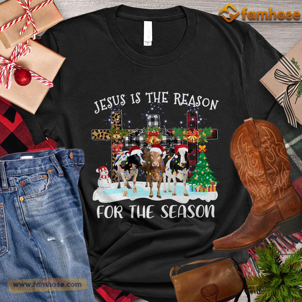 Christmas Cow T-shirt, Jesus Is The Reason For The Season Christmas Gift For Cow Lovers, Cow Farm, Cow Tees