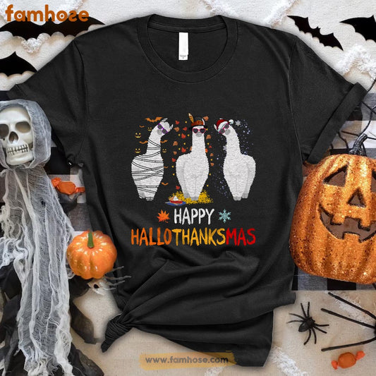 Cute Llama Halloween T-shirt, Happy Halo Thanks Mas Halloween Gift For Llama Lovers, Llama Farmers
