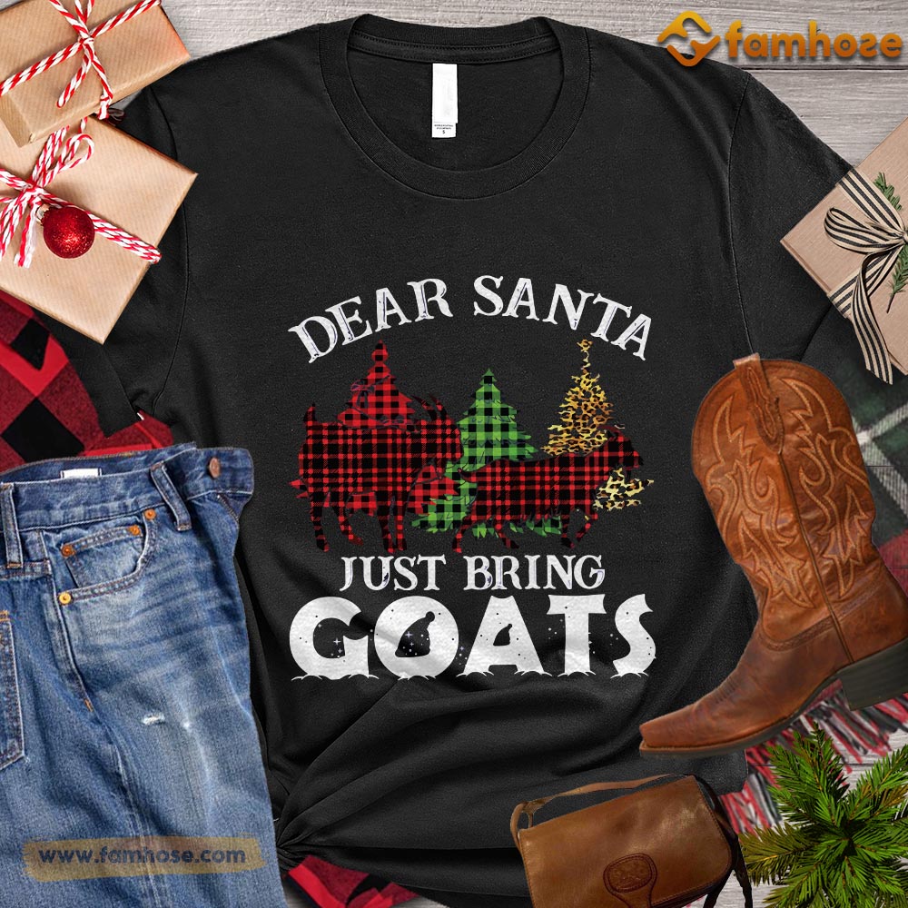 Christmas Goat T-shirt, Dear Santa Just Bring Goats ELF Santa Leopard Gift For Goat Lovers, Goat Farm, Goat Tees