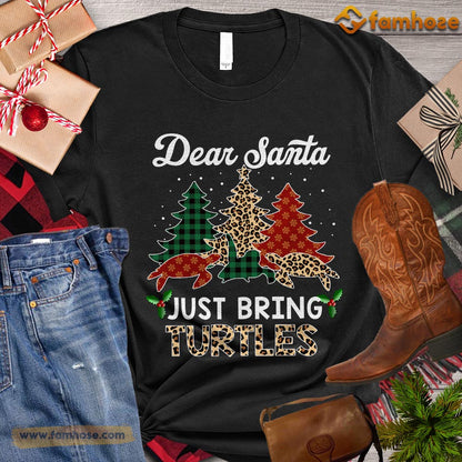 Christmas Turtle T-shirt, Dear Santa Just Bring Turtles Christmas Tree Turtle ELF Leopard Santa Gift For Turtle Lovers, Turtle Owners, Turtle Tees