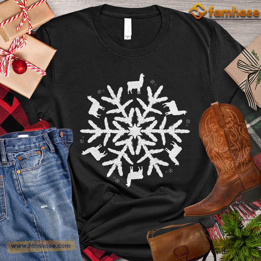 Christmas Llama T-shirt, Llamas Arrange Snowflake Christmas Gift For Llama Lovers, Llama Farm, Llama Tees