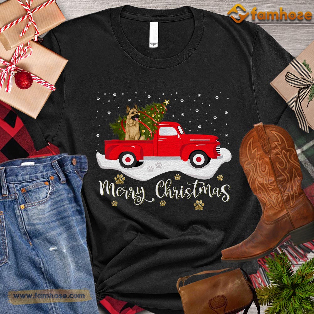 Christmas Dog T-shirt, Merry Christmas Dog On A Tractor Gift For Dog Lovers, Dog Owners, Dog Tees