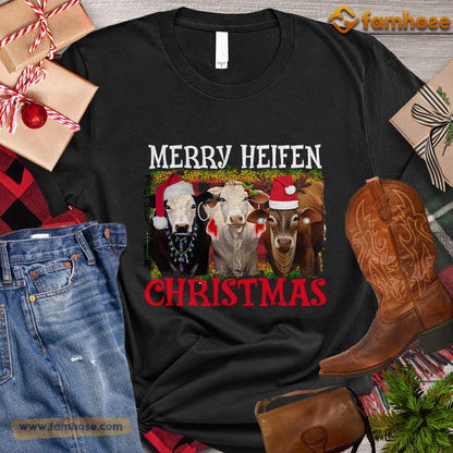 Christmas Cow T-shirt, Merry Heifen Christmas Gift For Cow Lovers, Cow Farm, Cow Tees